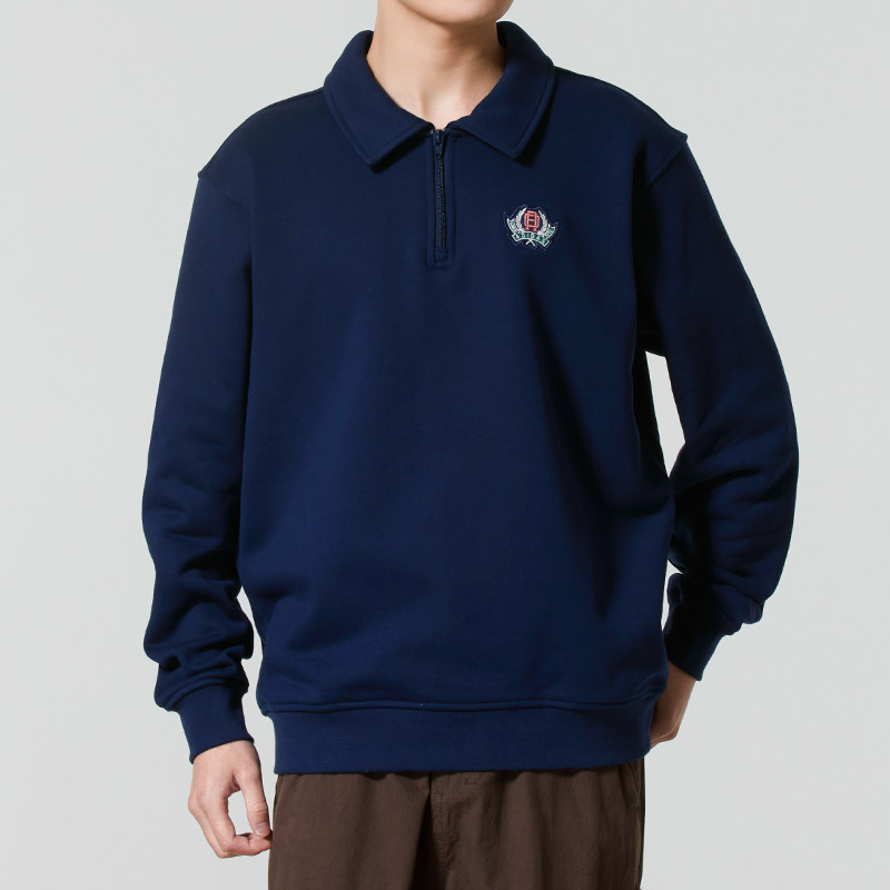 阿迪达斯男装运动服春秋款纯棉毛圈布翻领半拉链休闲上衣JX8173