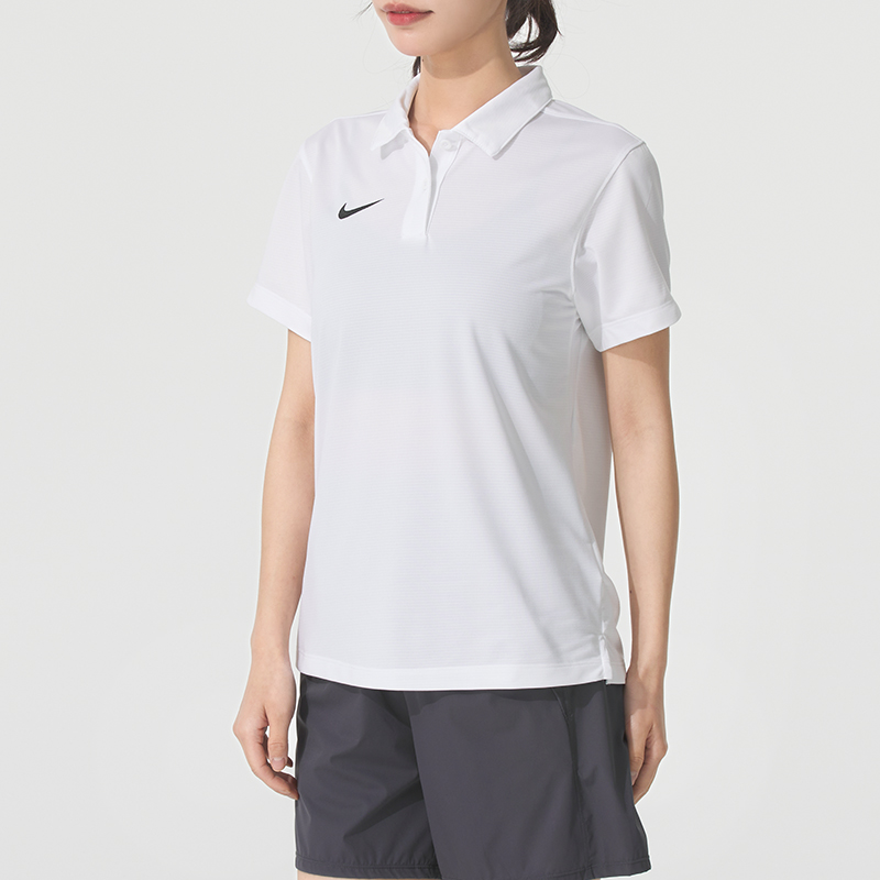 NIKE耐克短袖POLO衫女款25夏季新款白色速干透气翻领T恤IB8748
