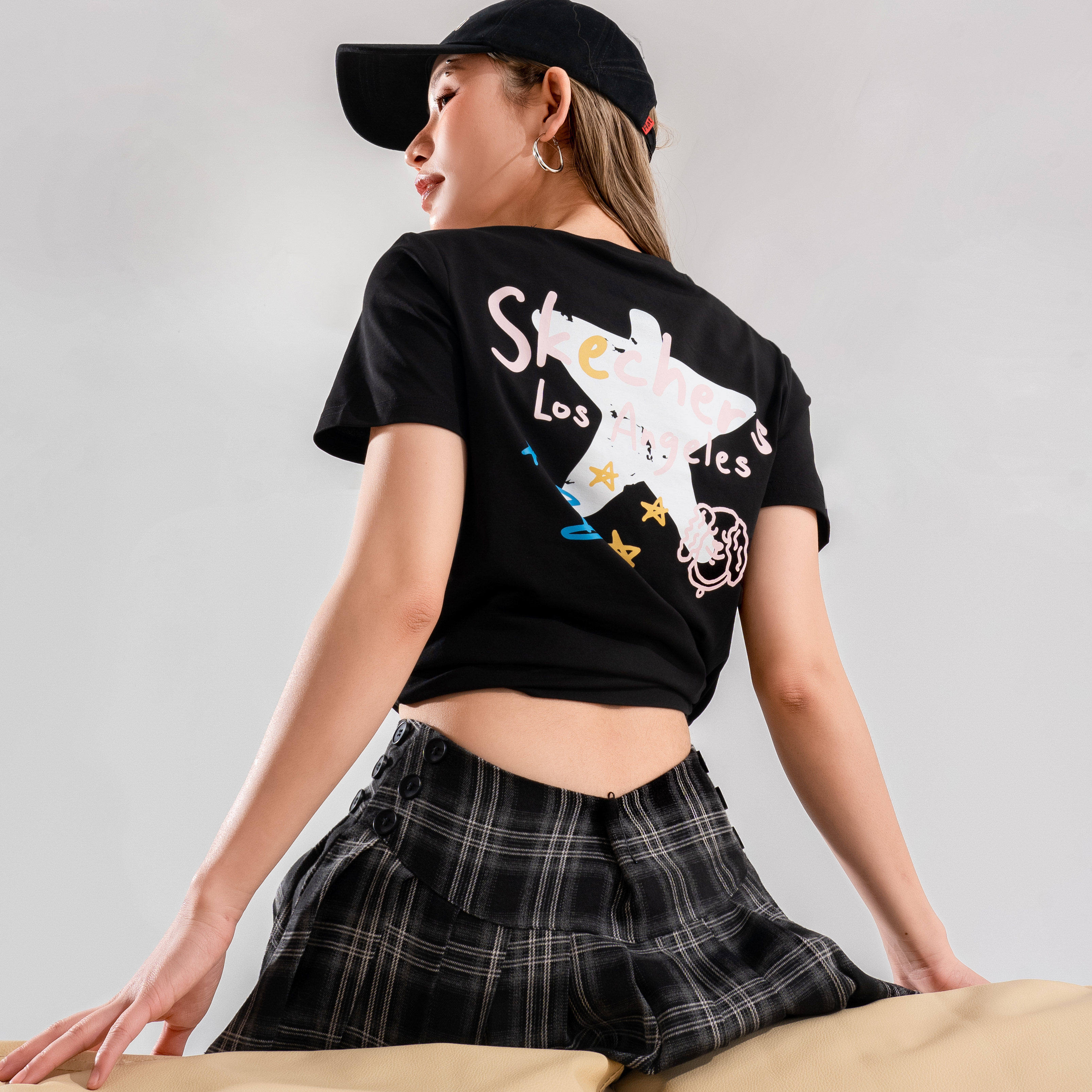 斯凯奇女装2026春季新款运动服圆领T恤宽松时尚透气短袖半截袖女