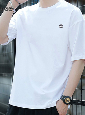 Timberland添柏岚男子短袖白色T恤2025冬季新款户外运动半袖A6DKU