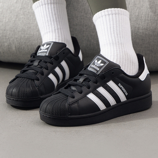 男鞋 三叶草运动鞋 女鞋 25新款 JI0079 贝壳头休闲鞋 阿迪达斯黑色板鞋