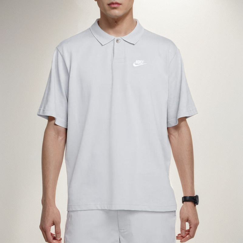 Nike耐克秋季男子灰色POLO衫24新款运动服休闲宽松短袖T恤DX0618