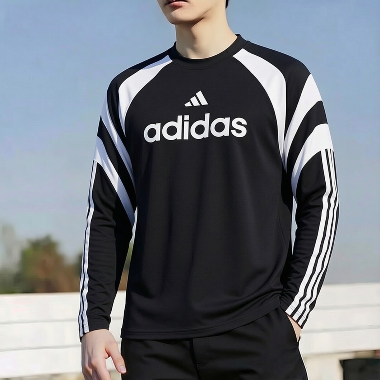 Adidas阿迪达斯男装长袖T恤2026秋季新款套头衫跑步运动服KF4797