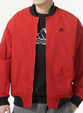 adidas阿迪达斯外套男士26夏季新款跑步运动服休闲红色夹克IZ1614