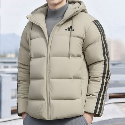阿迪达斯秋冬男装短款保暖羽绒服25新款厚外套面包服运动服KH3989