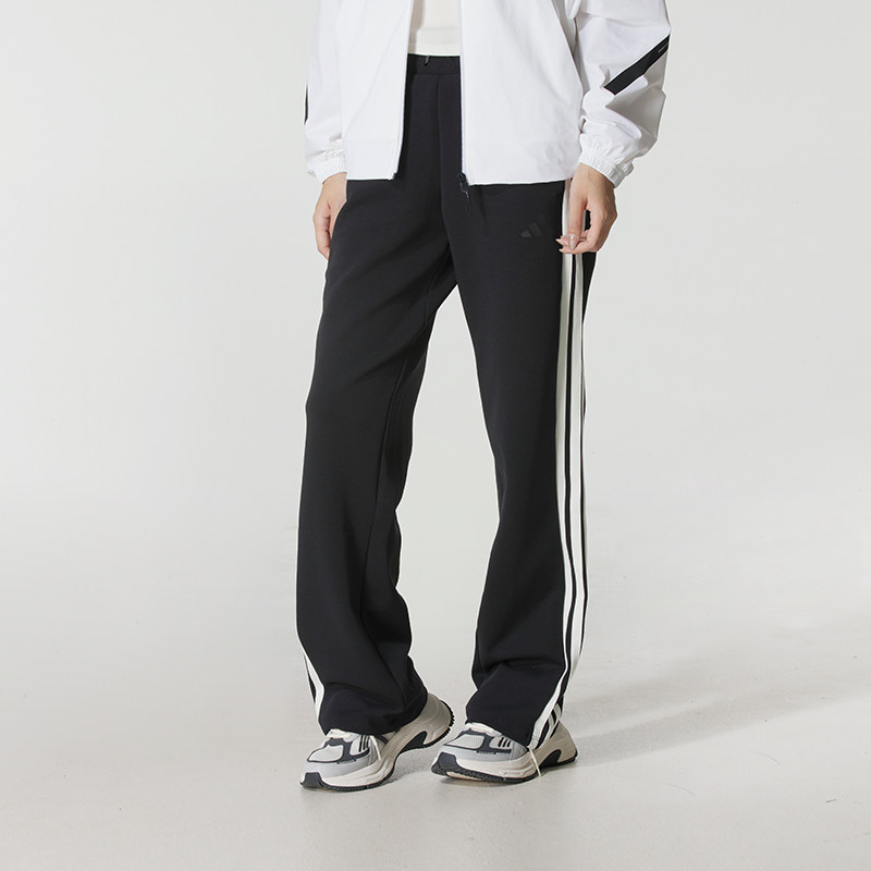 Adidas阿迪达斯休闲裤女裤针织直筒裤25冬季新款拖地运动裤KB7587