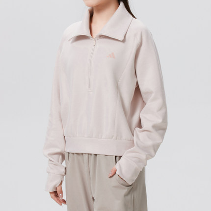 阿迪达斯翻领卫衣女装2026新款运动服套头衫休闲半拉链上衣KH0206