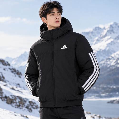 Adidas阿迪达斯羽绒服男装26冬季新款运动连帽加厚短款外套JG3845