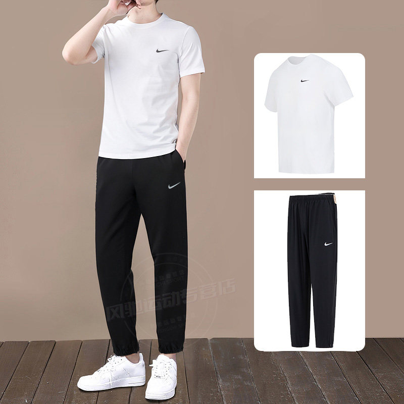 Nike耐克男装运动套装白色短袖T恤长裤子2026新款跑步休闲两件套
