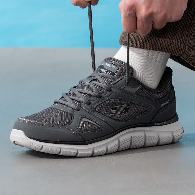 斯凯奇男士低帮运动鞋秋季新款户外休闲简约透气网布轻量舒适