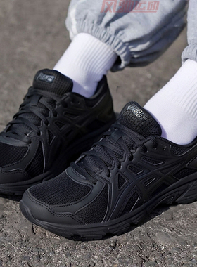 ASICS亚瑟士女休闲鞋JOG 100T黑色复古慢跑鞋健身运动鞋1022A335