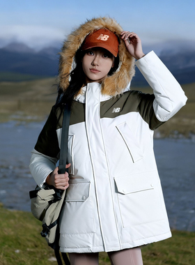 NB新款羽绒服男女冬季派克毛领厚外套冬季保暖连帽运动服AMJ44300