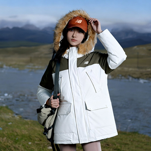 NB新款羽绒服男女冬季派克毛领厚外套冬季保暖连帽运动服AMJ44300