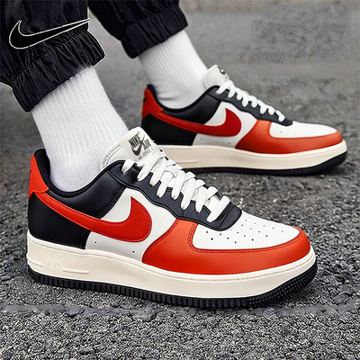 NIKE耐克男鞋厚底休闲鞋橙红色AF1空军一号运动鞋板鞋HQ4987-010