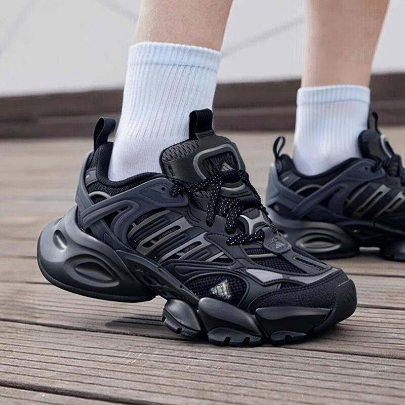 阿迪达斯官方正品休闲鞋男鞋女鞋黑色厚底老爹鞋新款运动鞋JR3086