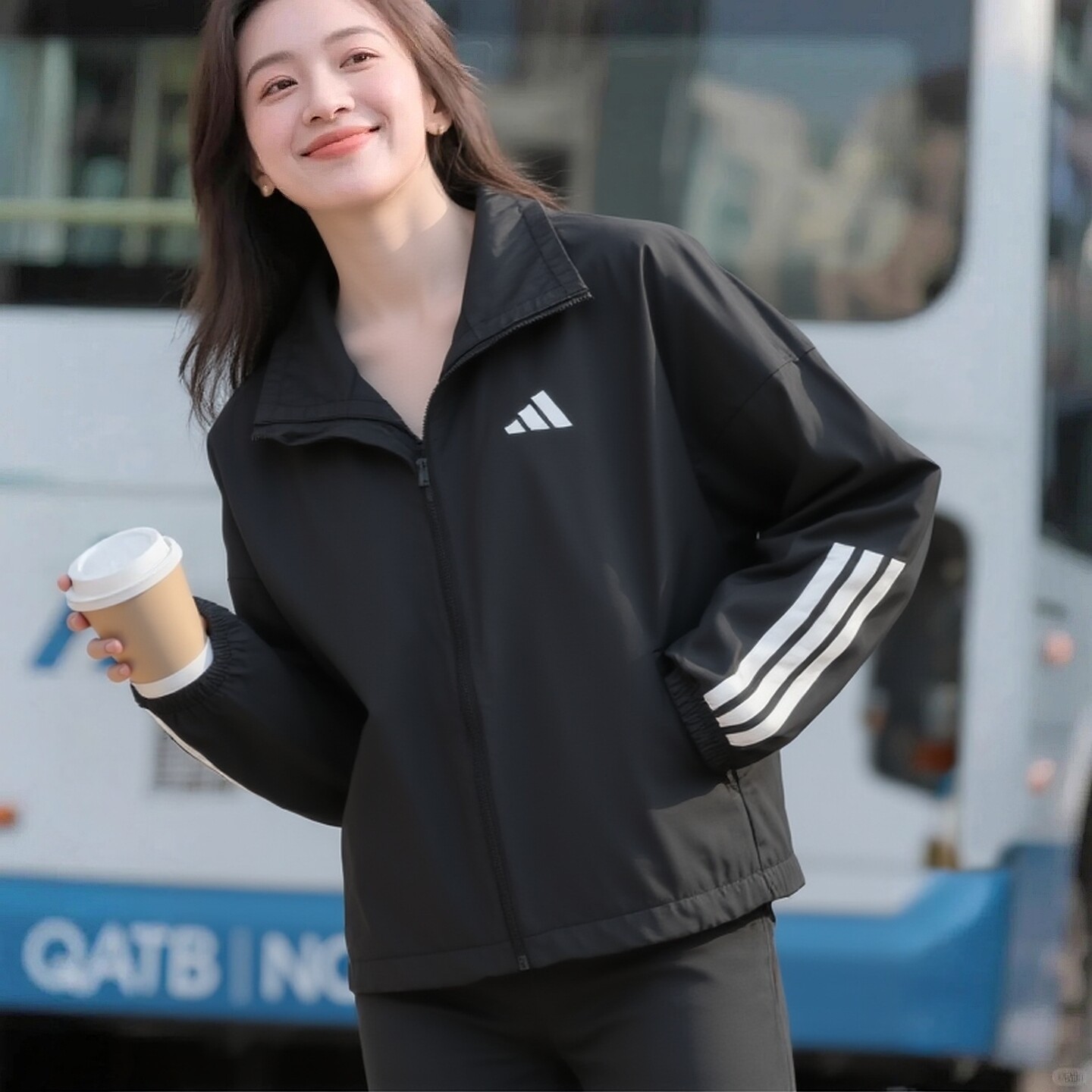adidas阿迪达斯女装梭织夹克外套26新款黑色连帽跑步运动服JX1872