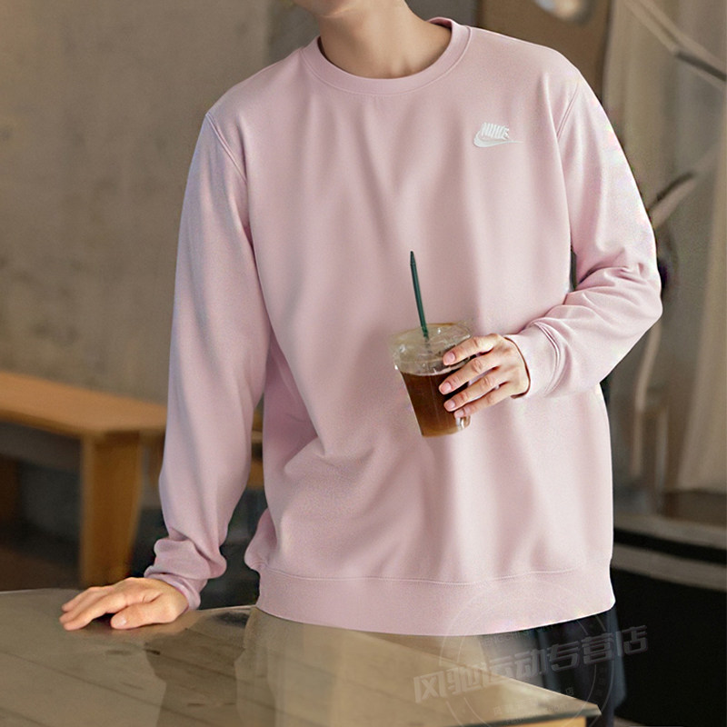 耐克男装运动服春秋款毛圈卫衣圆领柔软舒适刺绣logo休闲套头上衣