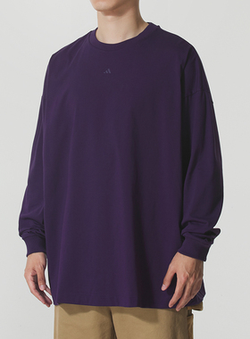 阿迪达斯男装女装紫色长袖T恤25新款运动服篮球运动套头衫JX5581
