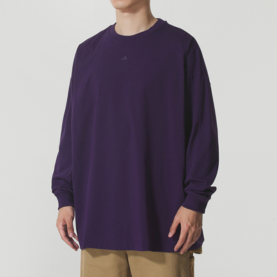 阿迪达斯男装女装紫色长袖T恤25新款运动服篮球运动套头衫JX5581