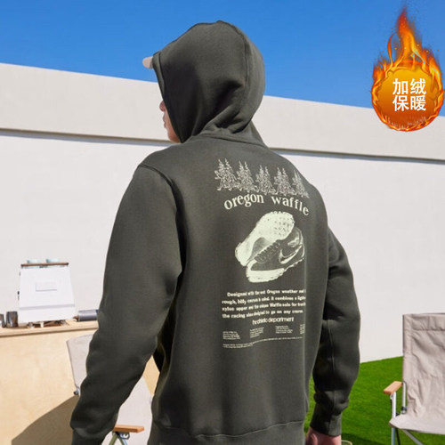 Nike耐克男子加绒卫衣25冬新款印花连帽保暖运动套头衫HV1217-355