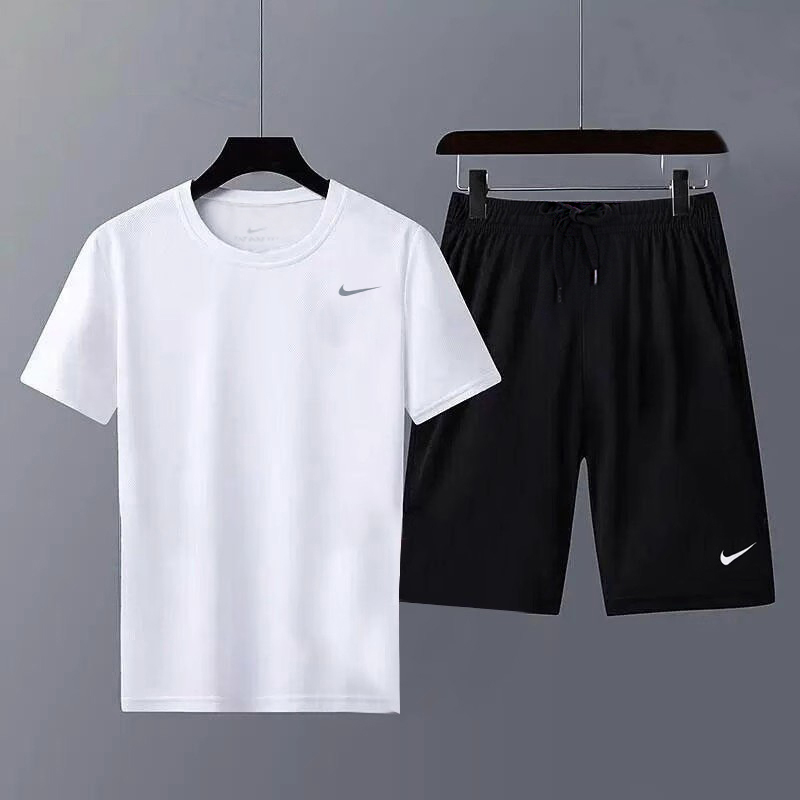 Nike耐克男装运动短袖白T恤短裤25冬季透气半袖跑步健身休闲套装