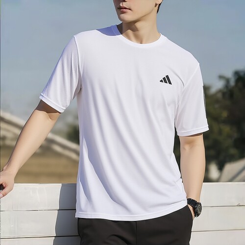 adidas男子三条纹健身清风透气运动服休闲短袖T恤KU8727