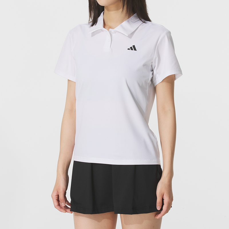 阿迪达斯POLO短袖女2025冬季新款运动休闲跑步健身训练T恤 JZ49