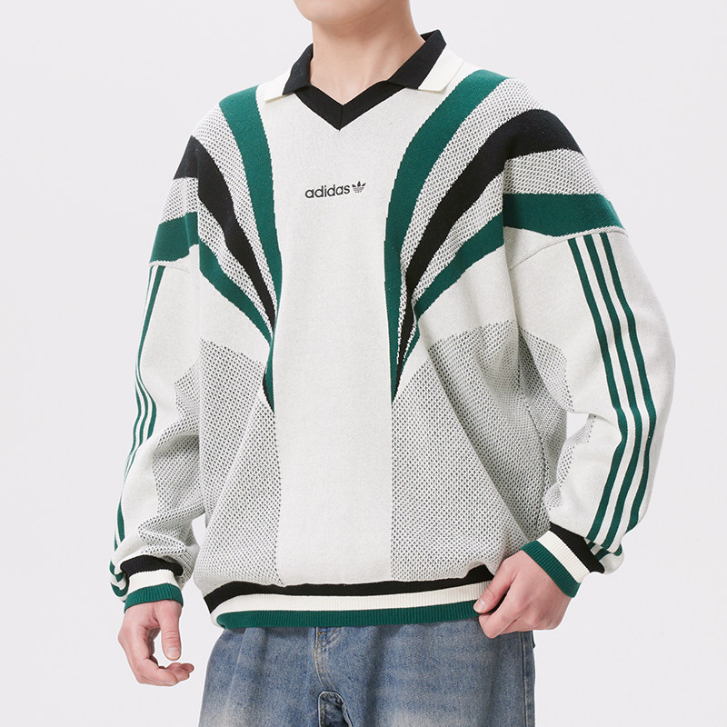 Adidas阿迪达斯男装线衫长袖套头衫2026春季新款休闲运动服KW2017