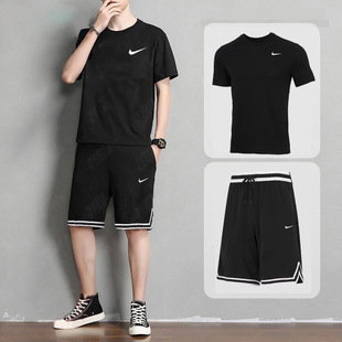 健身短袖 NIKE耐克跑步服运动套装 篮球训练短裤 新款 T恤休闲服 男装