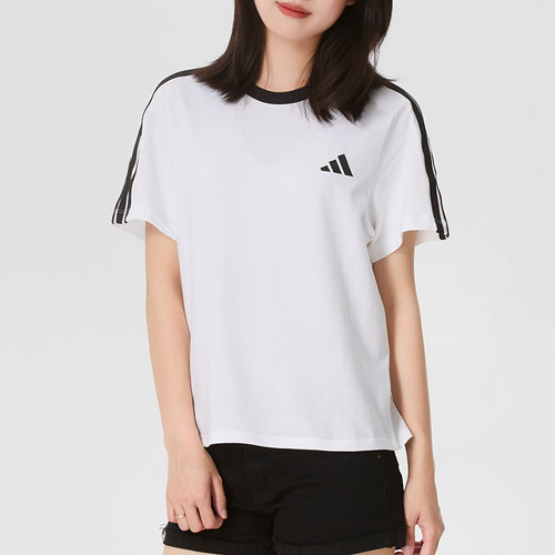 阿迪达斯短袖T恤女装2026夏季新款白色跑步休闲健身运动服KX2747