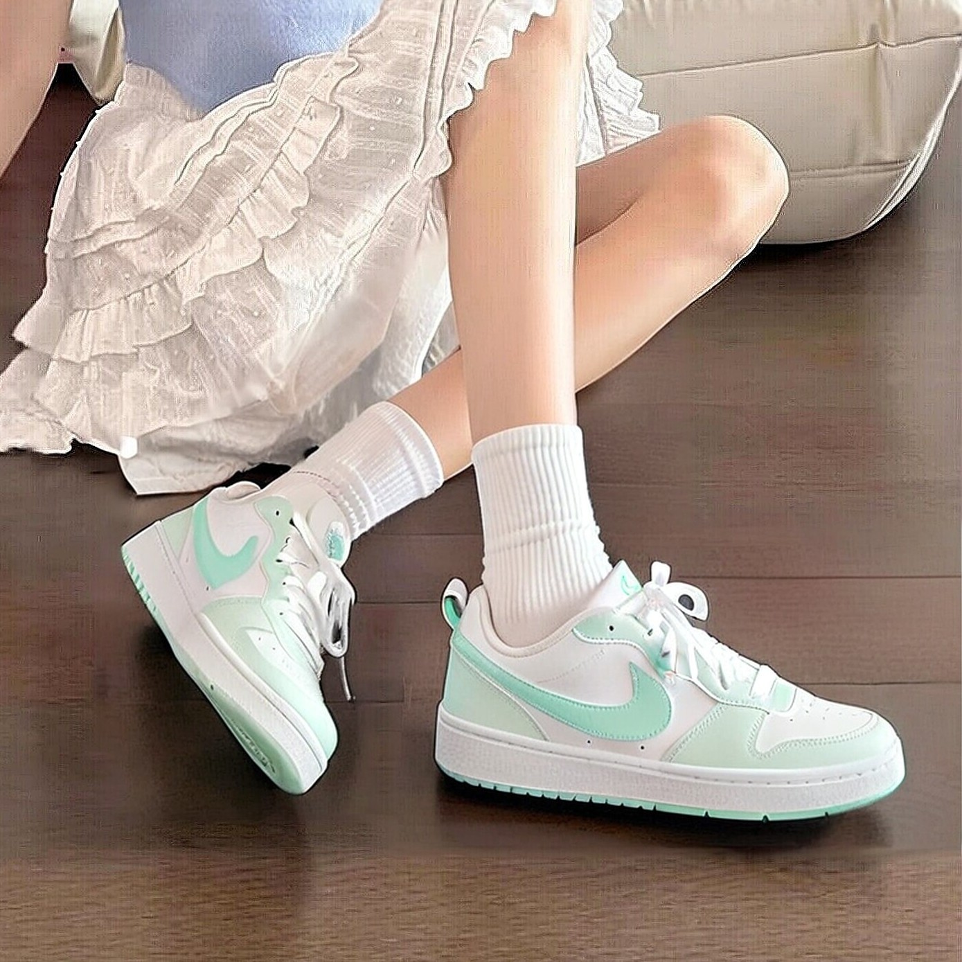 耐克Nike小白鞋女鞋秋季新款COURT低帮板鞋大童少年鞋运动休闲鞋