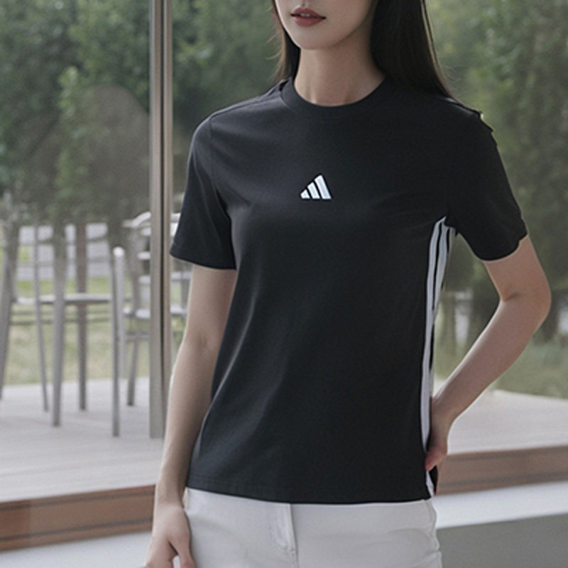 阿迪达斯短袖女装2026秋季新款三条纹运动短袖女士纯棉T恤JD0846图片