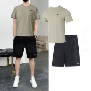 耐克男装冬季运动套装短袖T恤短裤健身训练跑步透气快干圆领上衣