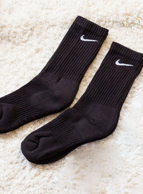 NIKE耐克跑步透气运动袜子男女黑色长筒袜休闲3双装长袜子SX7676