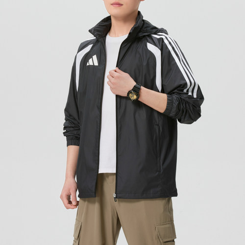 阿迪达斯adidas男子梭织连帽夹克外套26新款跑步健身运动服JY9733