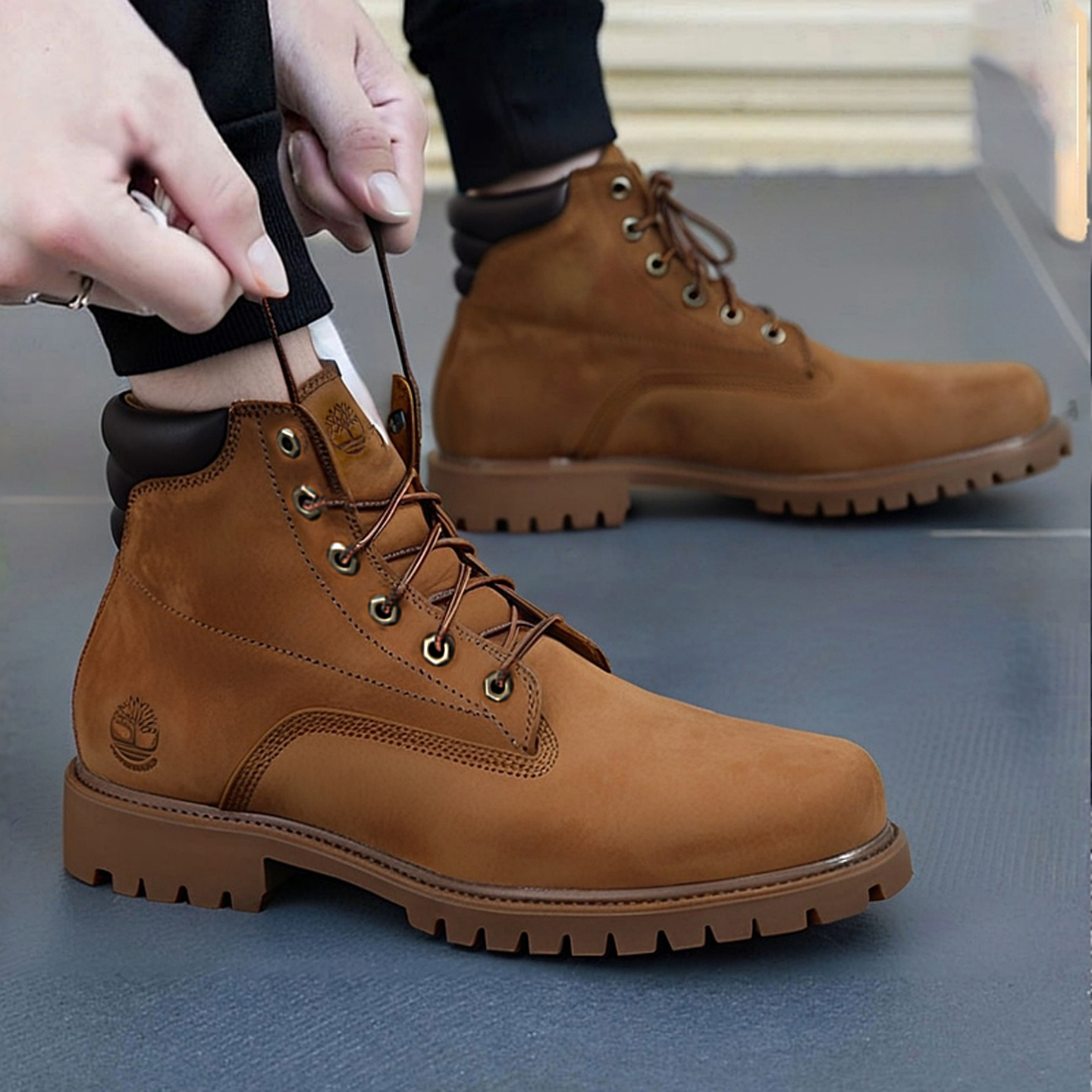 添柏岚官方男鞋大黄靴秋冬户外徒步防泼水皮革踢不烂马丁靴A2E9D