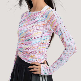 adidas阿迪达斯女装彩色长袖T恤26春新款运动服休闲打底衫KR7600