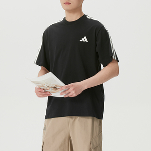 adidas阿迪达斯三条纹简约半袖2026夏新款男装宽松短袖T恤KR2490