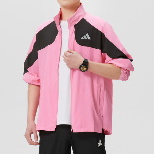 阿迪达斯男装梭织夹克外套2026夏季新款跑步健身开衫运动服KC1237