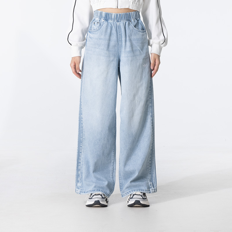 阿迪达斯三叶草牛仔裤女裤2025冬季新款运动裤休闲直筒长裤KC5837