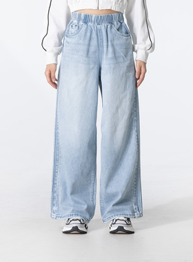 阿迪达斯三叶草牛仔裤女裤2025冬季新款运动裤休闲直筒长裤KC5837