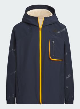 阿迪达斯二合一保暖外套童装防风连帽运动服休闲上衣夹克JC9374