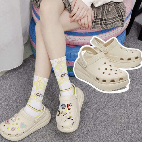 Crocs卡骆驰洞洞鞋女厚底凉鞋