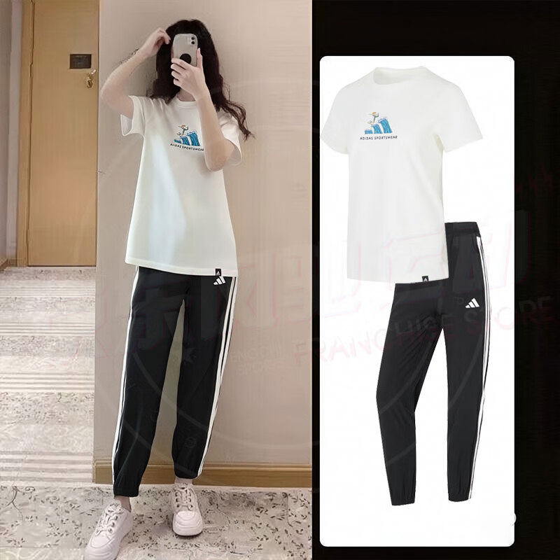 阿迪达斯女装短袖T恤长裤子25冬季新款运动套装跑步健身透气半袖,运动服/休闲服装,运动套装,淘宝优惠券,粉丝福利购,淘宝优惠卷