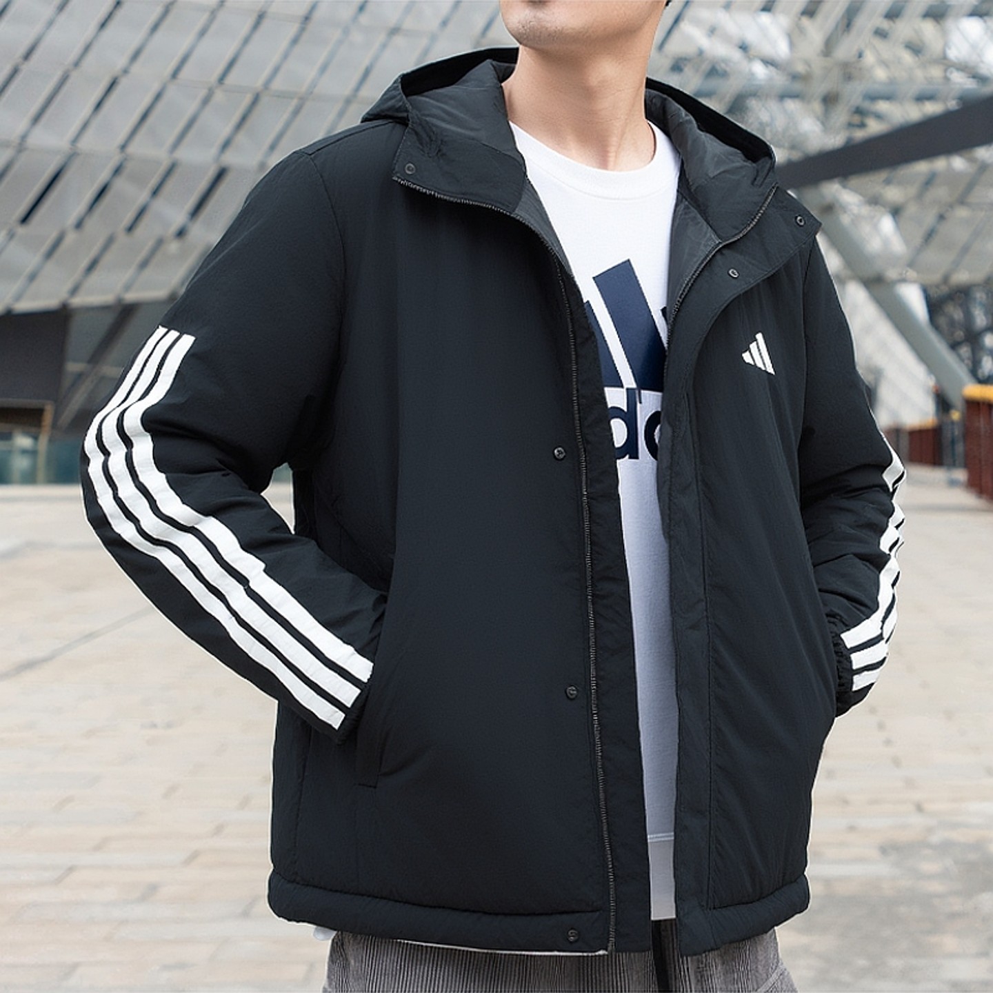 Adidas阿迪达斯棉服男装新款运动休闲棉外套黑色棉衣保暖加厚棉袄,运动服/休闲服装,运动棉衣,淘宝优惠券,粉丝福利购,淘宝优惠卷