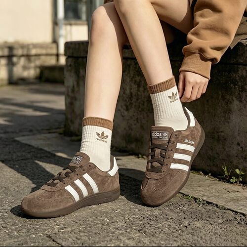 adidas三叶草T头鞋秋女鞋HANDBALL薄底板鞋德训鞋 KI2208