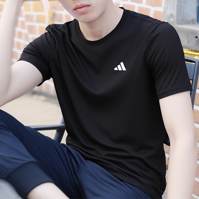 阿迪达斯短袖男装2026春季新款休闲宽松透气健身运动服T恤KU8712