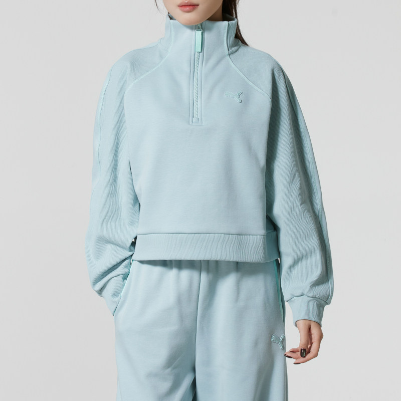 PUMA彪马女装夏季立领加绒卫衣2026新款保暖针织长袖套头衫635727