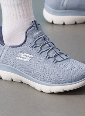 Skechers斯凯奇女鞋闪穿一脚穿休闲鞋蓝色运动鞋轻便健步鞋150284