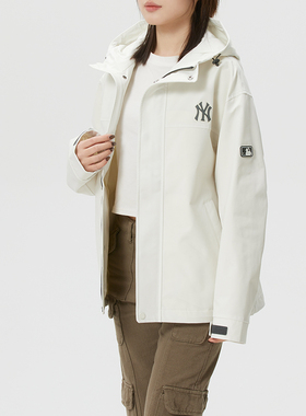 MLB户外梭织夹克外套男女装白色运动服新款旅游防风衣3AWJB0161